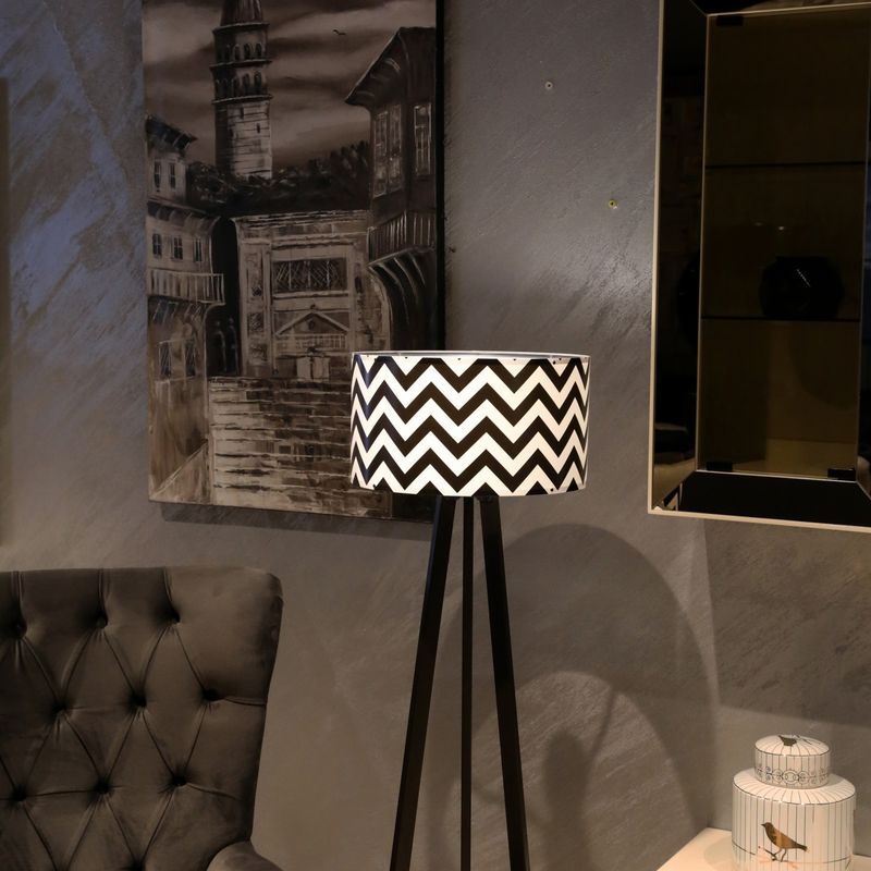 Casa si Gradina - Corpuri si surse de iluminat - Veioze si lampi - Lampadare - Lampadar, Opviq, pvc, picioare mdf, negru alb, 21x38 cm, inaltime 120 cm - Infinity.ro