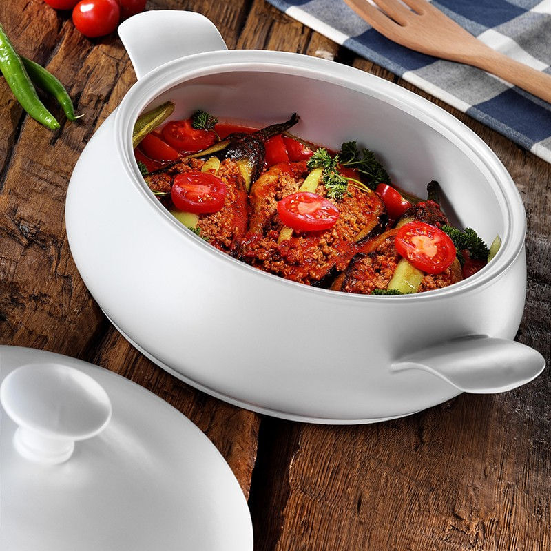 Casa si Gradina - Bucatarie si vesela - Vase pentru gatit - Oale si cratite - Oala, Hermia, portelan rezistent la foc, alb, 3.6 l - Infinity.ro