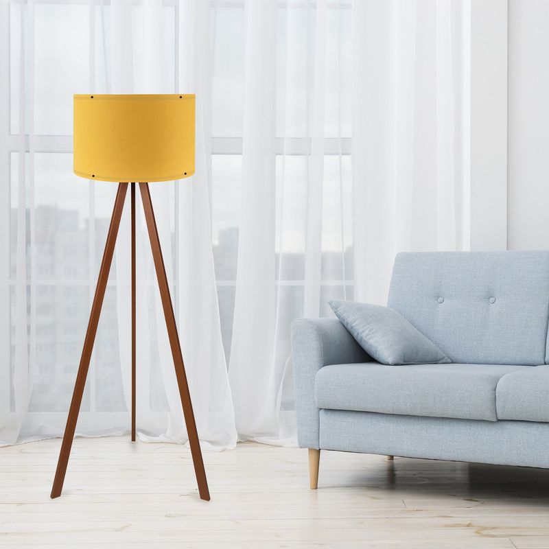 Casa si Gradina - Corpuri si surse de iluminat - Veioze si lampi - Lampadare - Lampadar, Opviq, mdf si pvc textil, galben maro, 38x140 cm - Infinity.ro