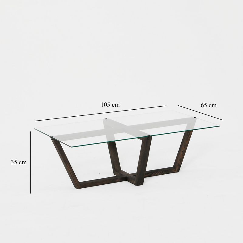 Casa si Gradina - Mobilier - Mese si birouri - Masute de cafea - Masuta de cafea, Hanah Home, sticla calita, cadru lemn masiv de pin, antracit, 105x65x35 cm - Infinity.ro