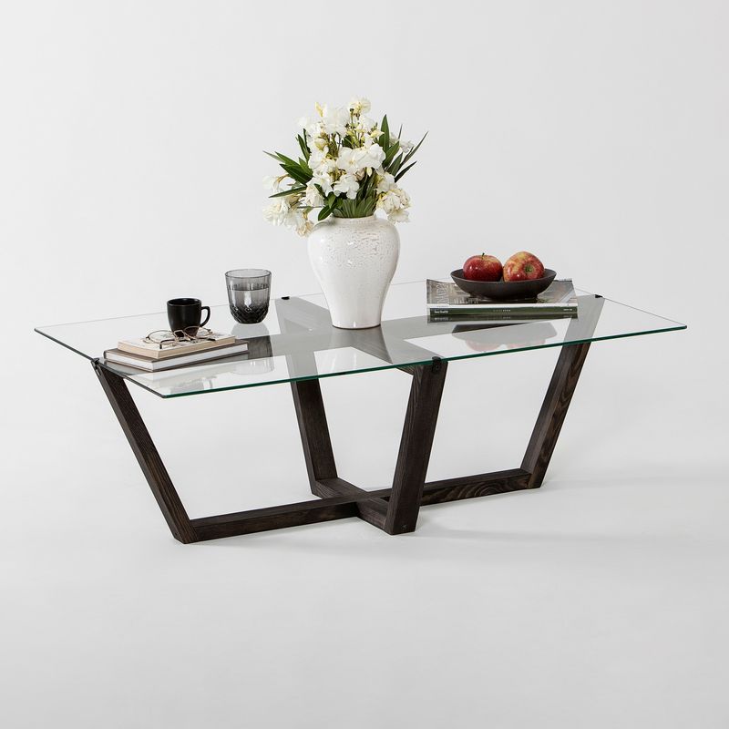 Casa si Gradina - Mobilier - Mese si birouri - Masute de cafea - Masuta de cafea, Hanah Home, sticla calita, cadru lemn masiv de pin, antracit, 105x65x35 cm - Infinity.ro