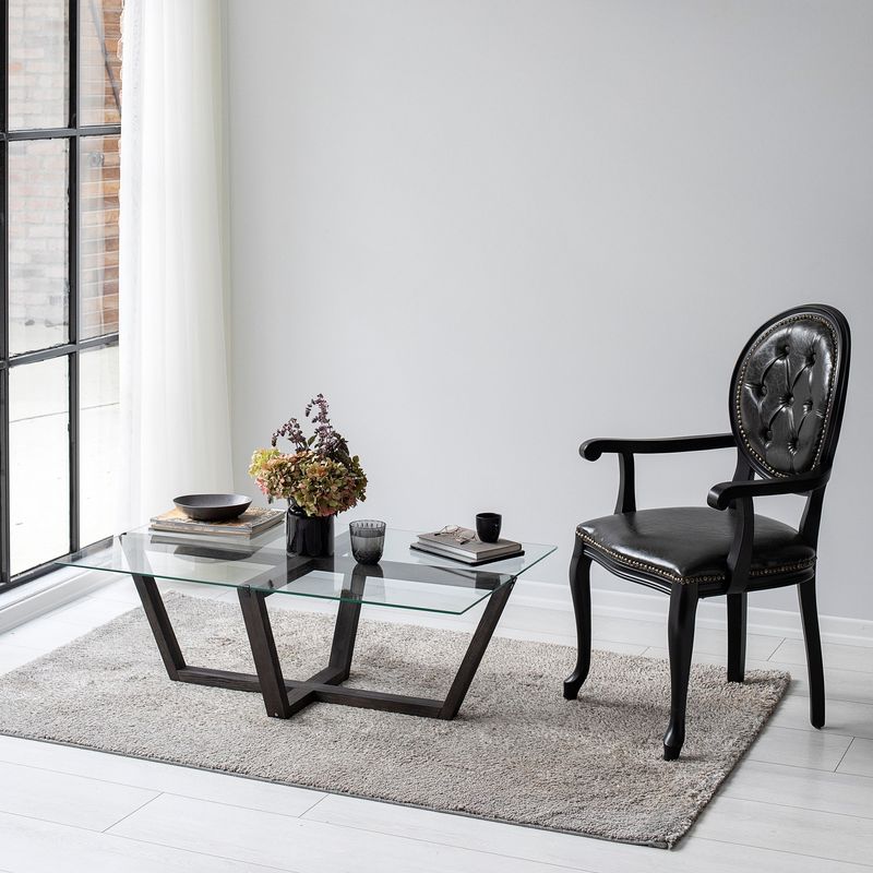 Casa si Gradina - Mobilier - Mese si birouri - Masute de cafea - Masuta de cafea, Hanah Home, sticla calita, cadru lemn masiv de pin, antracit, 105x65x35 cm - Infinity.ro