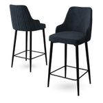 Casa si Gradina - Mobilier - Scaune si fotolii - Scaune - Set scaune de bar, Hanah Home, metal, antracit si negru, 45x43x105 cm - Infinity.ro