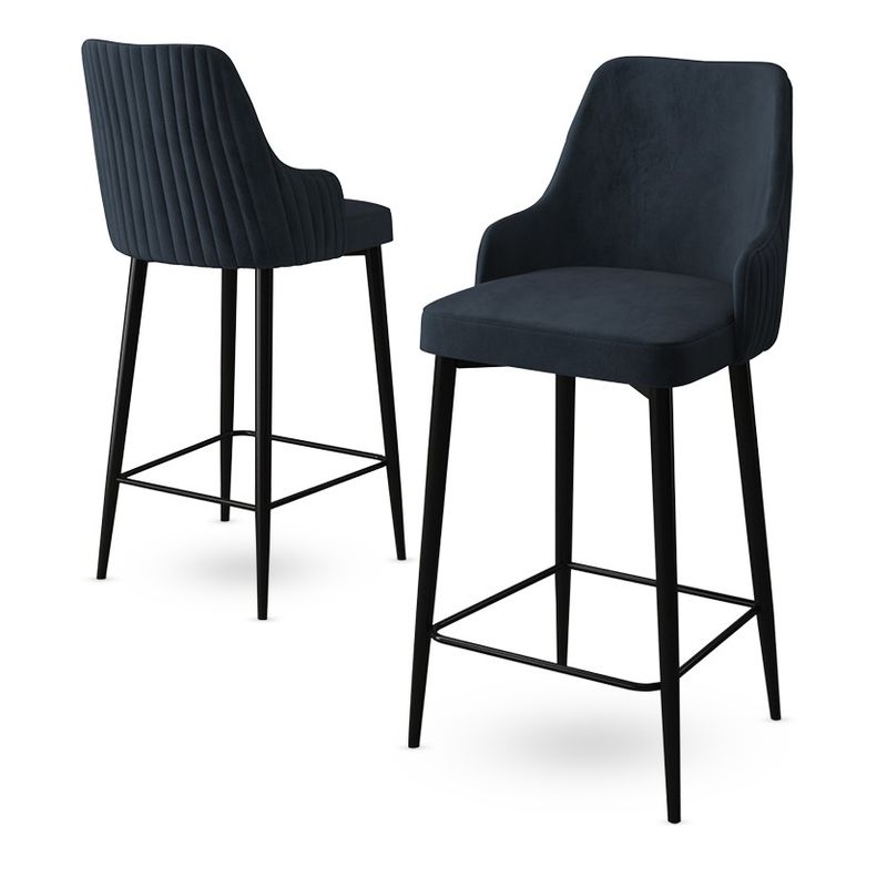 Casa si Gradina - Mobilier - Scaune si fotolii - Scaune - Set scaune de bar, Hanah Home, metal, antracit si negru, 45x43x105 cm - Infinity.ro