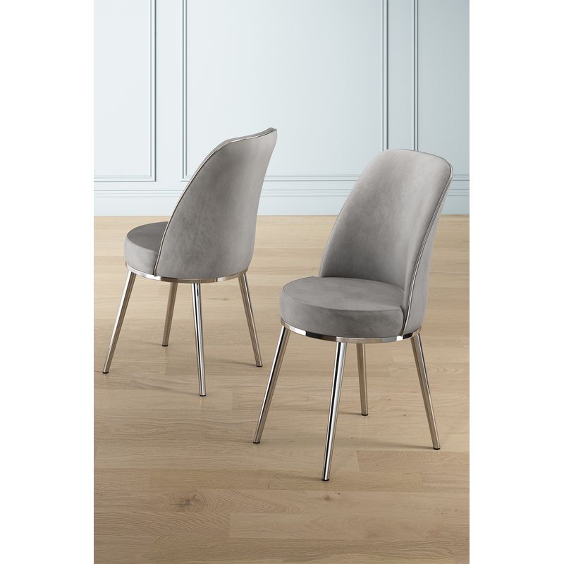 Casa si Gradina - Mobilier - Scaune si fotolii - Scaune - Set scaune, Hanah Home, metal, gri crom, 45x42x91 cm - Infinity.ro