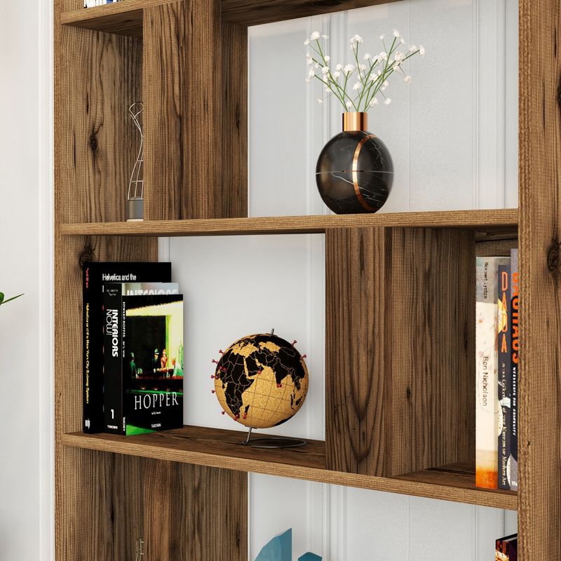 Casa si Gradina - Mobilier - Biblioteci si rafturi - Biblioteci - Biblioteca, Hanah Home, pal melaminat, nuc, 90x20x180 cm - Infinity.ro
