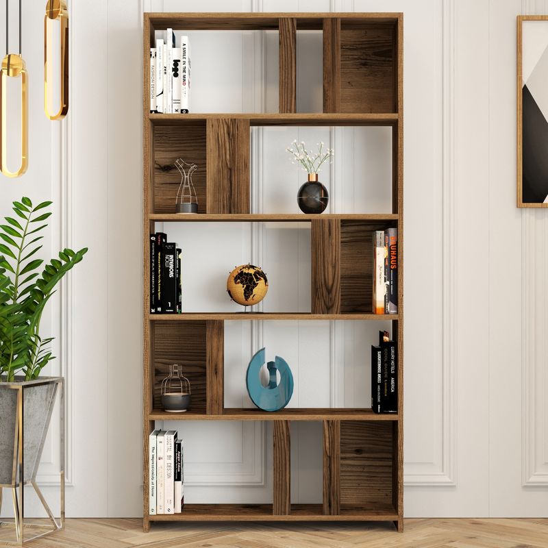 Casa si Gradina - Mobilier - Biblioteci si rafturi - Biblioteci - Biblioteca, Hanah Home, pal melaminat, nuc, 90x20x180 cm - Infinity.ro