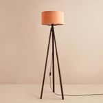 Casa si Gradina - Corpuri si surse de iluminat - Veioze si lampi - Lampadare - Lampadar, Opviq, material textil si lemn, portocaliu maro, 140 cm - Infinity.ro