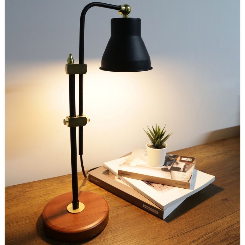 Casa si Gradina - Corpuri si surse de iluminat - Veioze si lampi - Veioze - Veioza, Opviq, metal, negru, baza din lemn, 12x12x50 cm - Infinity.ro