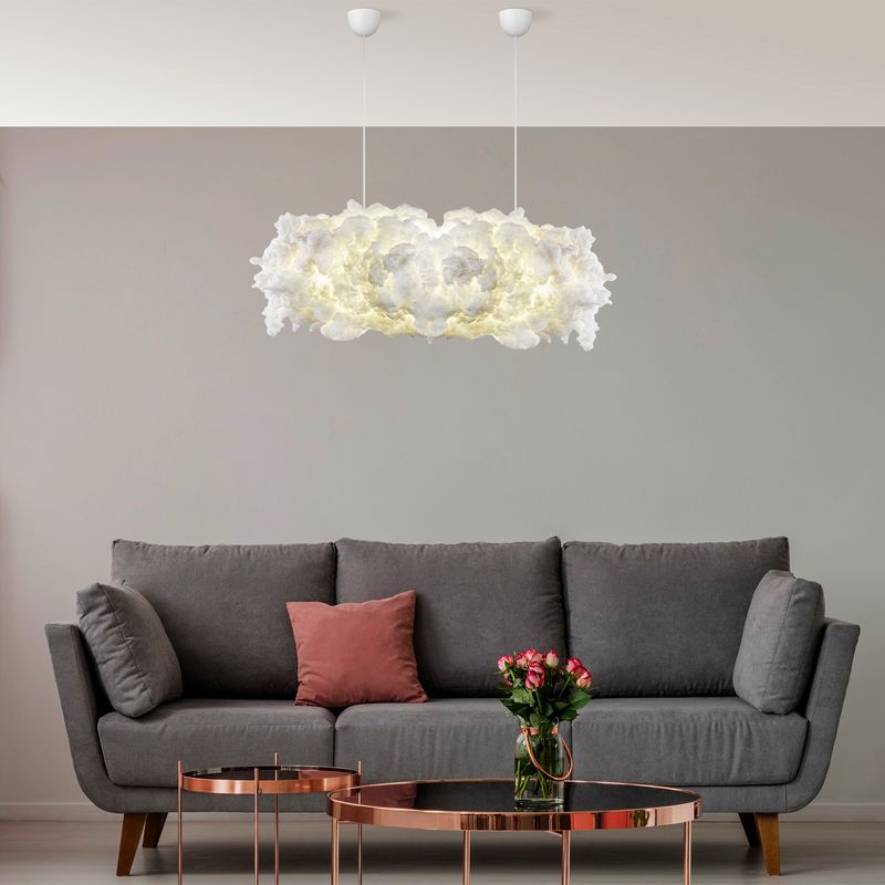 Casa si Gradina - Corpuri si surse de iluminat - Lustre si pendule - Lustra, Opviq, bumbac, alb, 90x45x80 cm - Infinity.ro