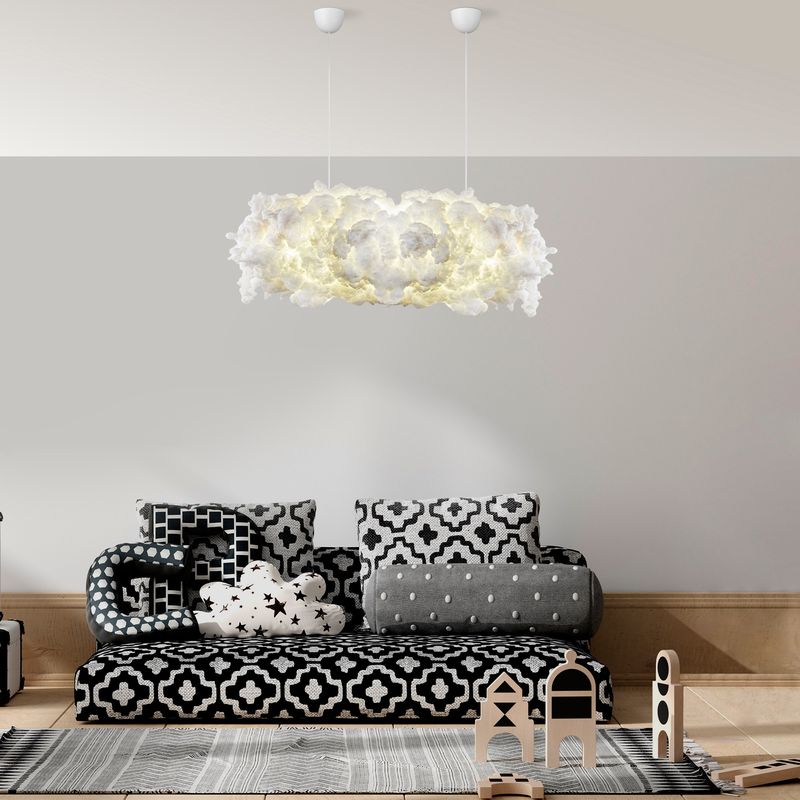 Casa si Gradina - Corpuri si surse de iluminat - Lustre si pendule - Lustra, Opviq, bumbac, alb, 90x45x80 cm - Infinity.ro