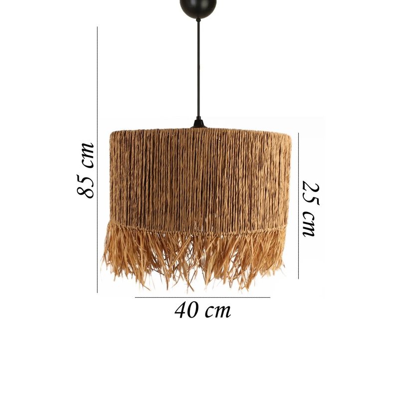 Casa si Gradina - Corpuri si surse de iluminat - Lustre si pendule - Lustra, Opviq, plastic si iuta, stejar, diametru 40 cm, inaltime reglabila 30-85 cm - Infinity.ro