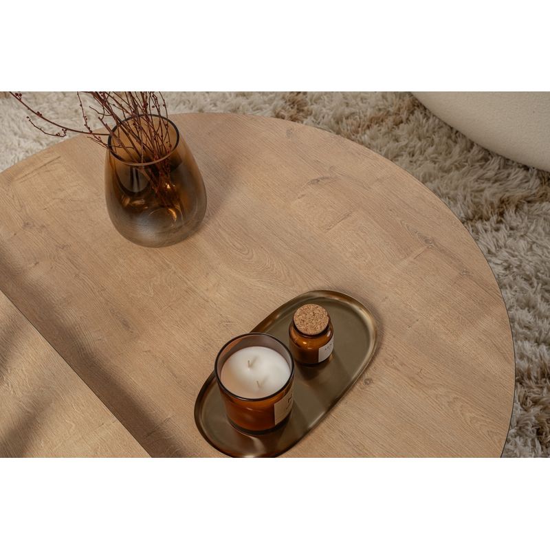 Casa si Gradina - Mobilier - Mese si birouri - Masute de cafea - Masuta de cafea, Hanah Home, pal melaminat, stejar miere si negru, 90x30x60 cm - Infinity.ro