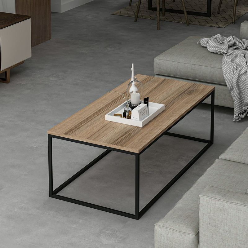 Casa si Gradina - Mobilier - Mese si birouri - Masute de cafea - Masa de cafea, Hanah Home, panou de particule acoperit cu melamina, nuc, 120x60x42 cm - Infinity.ro