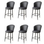 Casa si Gradina - Mobilier - Scaune si fotolii - Scaune - Set scaune de bar, Hanah Home, metal, piele ecologica, antracit si negru, 46x40x107 cm, 6 piese - Infinity.ro