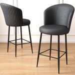 Casa si Gradina - Mobilier - Scaune si fotolii - Scaune - Set scaune de bar, Hanah Home, metal, piele ecologica, antracit si negru, 46x40x107 cm, 6 piese - Infinity.ro