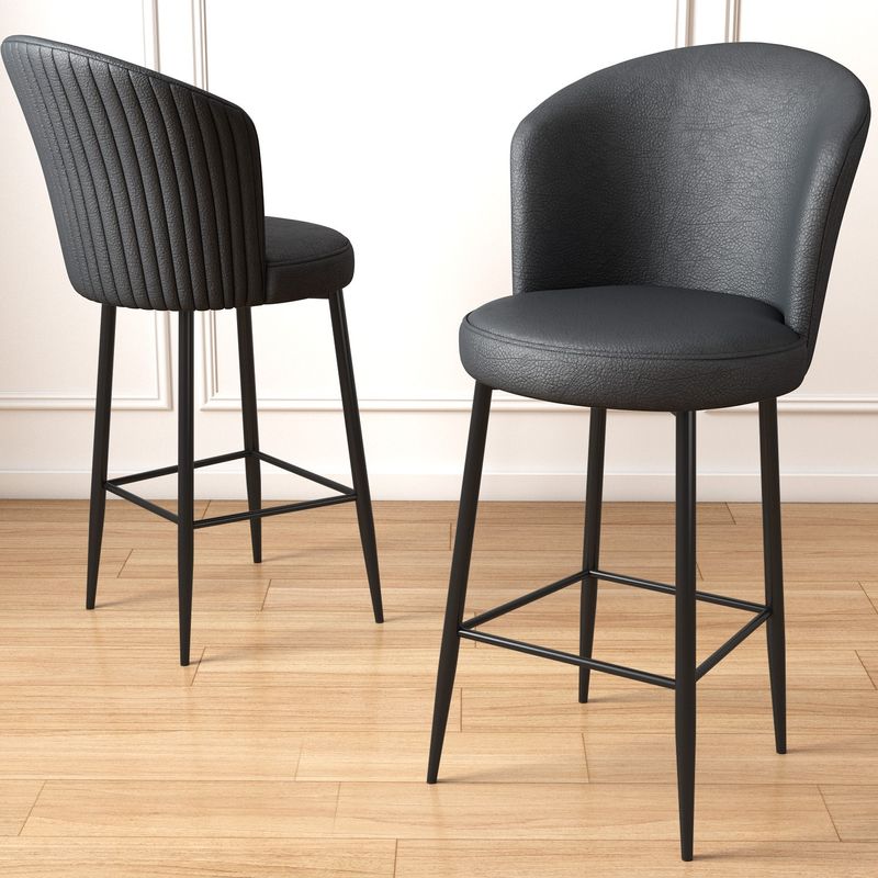 Casa si Gradina - Mobilier - Scaune si fotolii - Scaune - Set scaune de bar, Hanah Home, metal, piele ecologica, antracit si negru, 46x40x107 cm, 6 piese - Infinity.ro