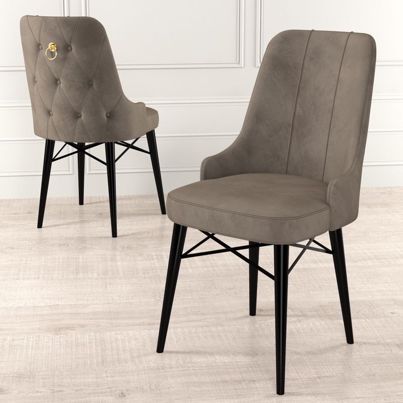 Casa si Gradina - Mobilier - Scaune si fotolii - Scaune - Set scaune, Hanah Home, metal, cappuccino si negru, 46x46x94 cm, 6 piese - Infinity.ro