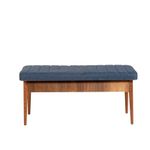 Casa si Gradina - Mobilier - Canapele si coltare - Banchete - Banca, Hanah Home, pal melaminat, nuc si albastru inchis, 110x40x46 cm - Infinity.ro