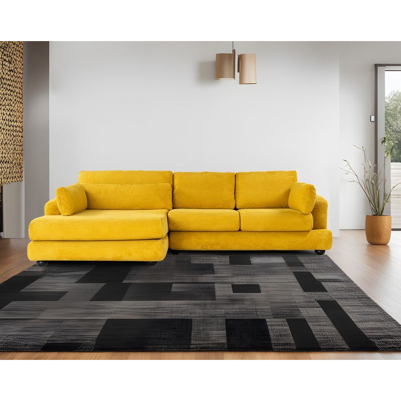 Casa si Gradina - Mobilier - Canapele si coltare - Coltare - Coltar, Hanah Home, lemn fag si pal, verde masliniu, 330x105x90 cm - Infinity.ro