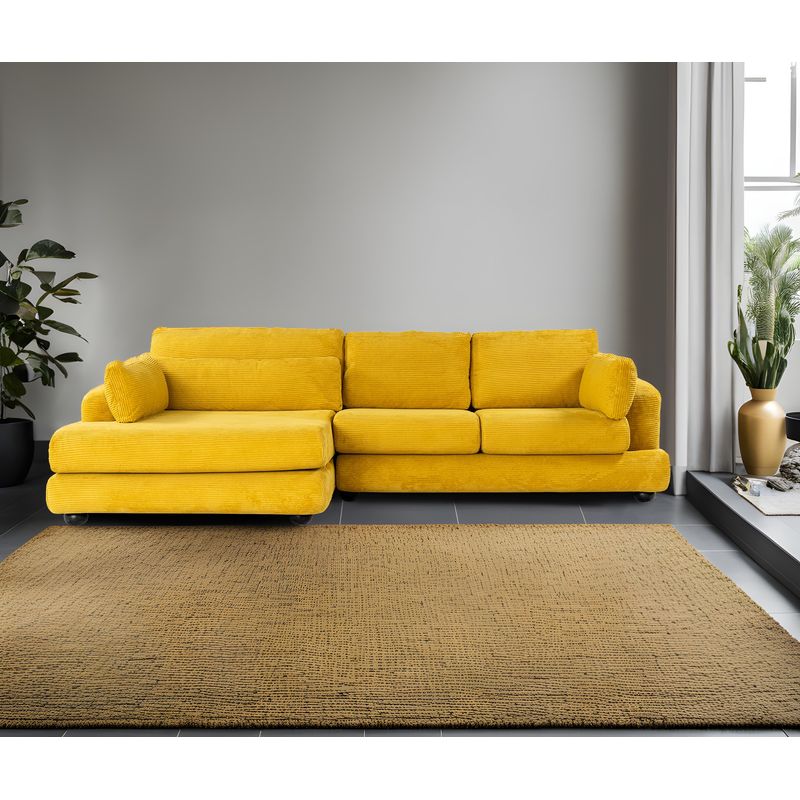 Casa si Gradina - Mobilier - Canapele si coltare - Coltare - Coltar, Hanah Home, lemn fag si pal, verde masliniu, 330x105x90 cm - Infinity.ro