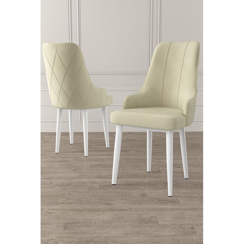 Casa si Gradina - Mobilier - Scaune si fotolii - Scaune - Set scaune, Hanah Home, lemn, crem si alb, 46x42x95 cm, 6 piese - Infinity.ro