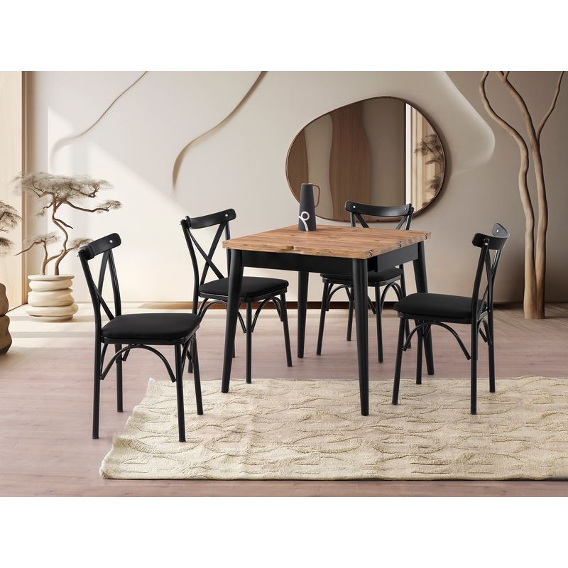 Casa si Gradina - Mobilier - Mese si birouri - Mese bucatarie si dining - Masa extensibila, Hanah Home, PAL melaminat, pin atlantic, 80x80x75 cm, extensibila la 160 cm - Infinity.ro