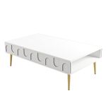Casa si Gradina - Mobilier - Mese si birouri - Masute de cafea - Masuta de cafea, Hanah Home, pal melaminat, alb auriu, 105x60x33.6 cm - Infinity.ro
