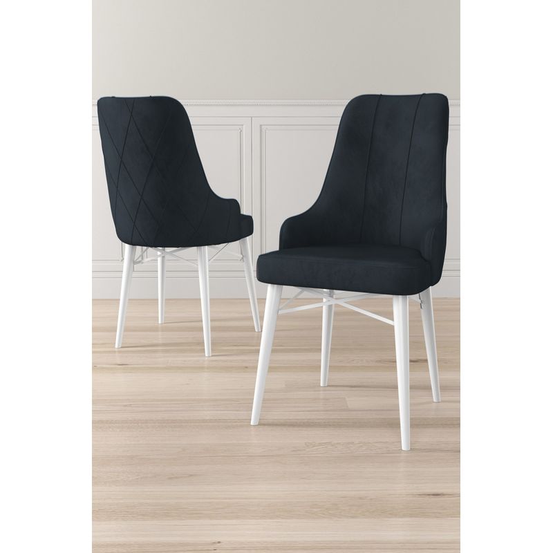Casa si Gradina - Mobilier - Scaune si fotolii - Scaune - Set scaune, Hanah Home, metal, antracit si alb, 46x42x95 cm, 6 piese - Infinity.ro