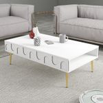 Casa si Gradina - Mobilier - Mese si birouri - Masute de cafea - Masuta de cafea, Hanah Home, pal melaminat, alb auriu, 105x60x33.6 cm - Infinity.ro