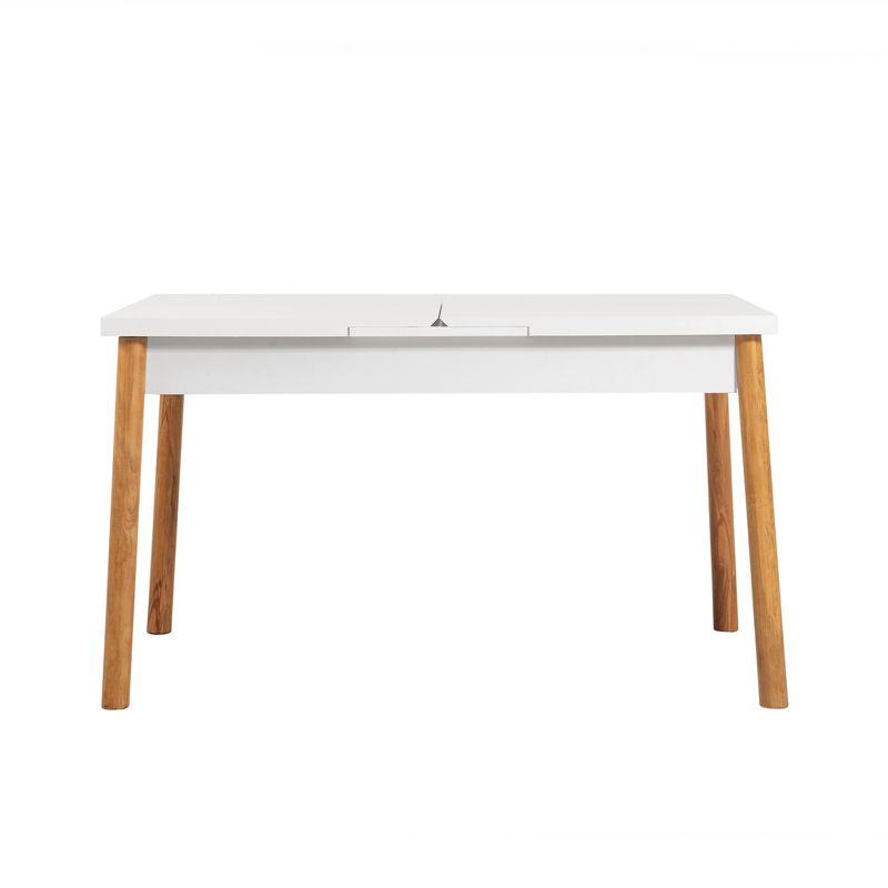 Casa si Gradina - Mobilier - Seturi de mobilier - Seturi mese si scaune - Set masa extensibila si scaune, Hanah Home, pal melaminat, pin atlantic, alb, verde, 120x75x77 cm - Infinity.ro
