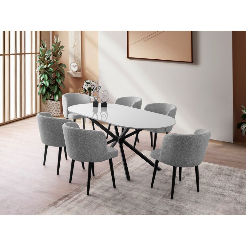 Casa si Gradina - Mobilier - Mese si birouri - Mese bucatarie si dining - Masa dining, Hanah Home, mdf, gri deschis, 180x90x79 cm - Infinity.ro