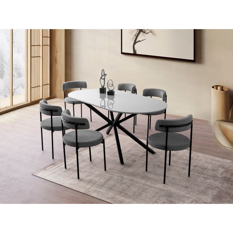 Casa si Gradina - Mobilier - Mese si birouri - Mese bucatarie si dining - Masa dining, Hanah Home, mdf, gri deschis, 180x90x79 cm - Infinity.ro