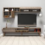 Casa si Gradina - Mobilier - Comode si corpuri - Comode - Comoda tv, Hanah Home, pal melaminat, nuc, 180x40x35 cm, 845HCT3078 - Infinity.ro