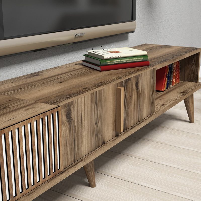 Casa si Gradina - Mobilier - Comode si corpuri - Comode - Comoda tv, Hanah Home, pal melaminat, nuc, 180x40x35 cm, 845HCT3078 - Infinity.ro
