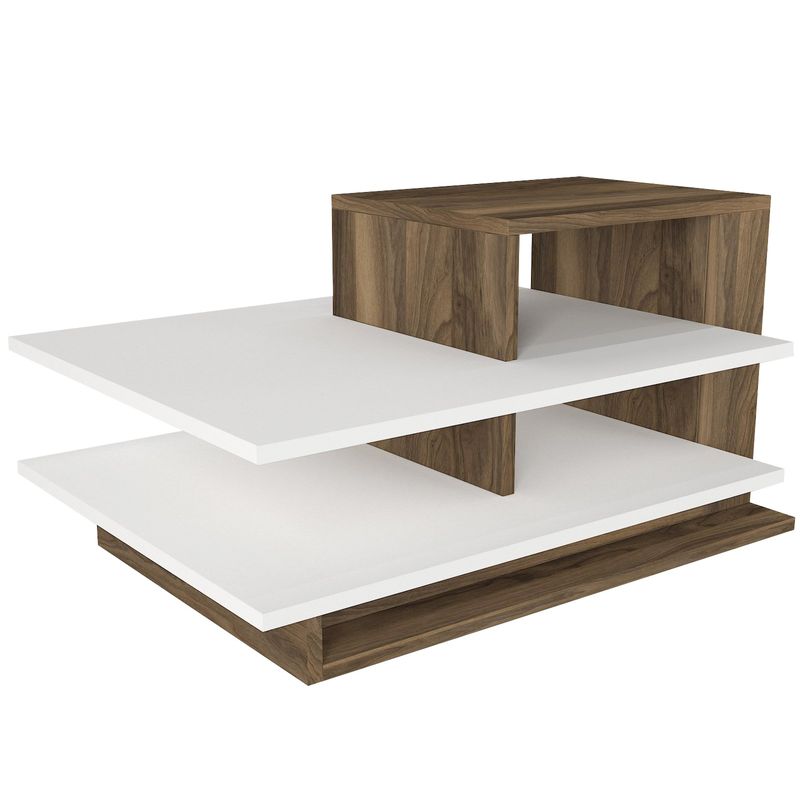 Casa si Gradina - Mobilier - Mese si birouri - Masute de cafea - Masuta de cafea, Hanah Home, pal melaminat, alb si nuc, 84.8x60x43.6 cm - Infinity.ro
