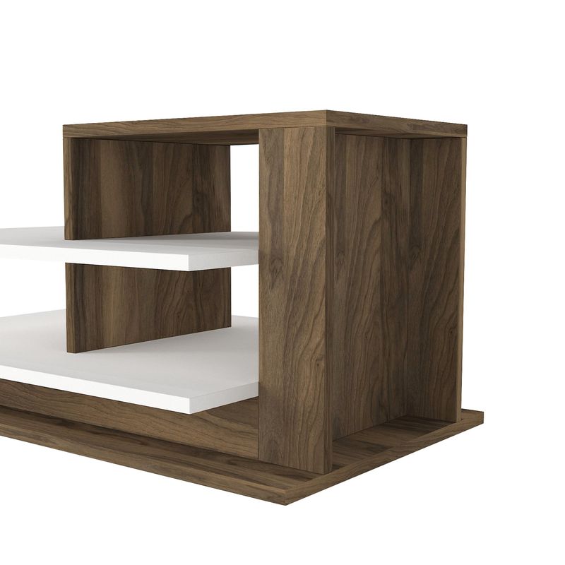 Casa si Gradina - Mobilier - Mese si birouri - Masute de cafea - Masuta de cafea, Hanah Home, pal melaminat, alb si nuc, 84.8x60x43.6 cm - Infinity.ro