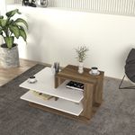 Casa si Gradina - Mobilier - Mese si birouri - Masute de cafea - Masuta de cafea, Hanah Home, pal melaminat, alb si nuc, 84.8x60x43.6 cm - Infinity.ro