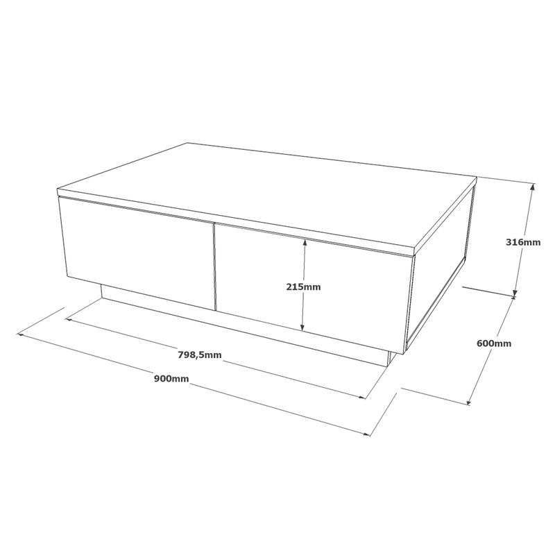 Casa si Gradina - Mobilier - Mese si birouri - Masute de cafea - Masuta de cafea, Hanah Home, pal melaminat, argintiu antracit, 90x60x31.6 cm - Infinity.ro
