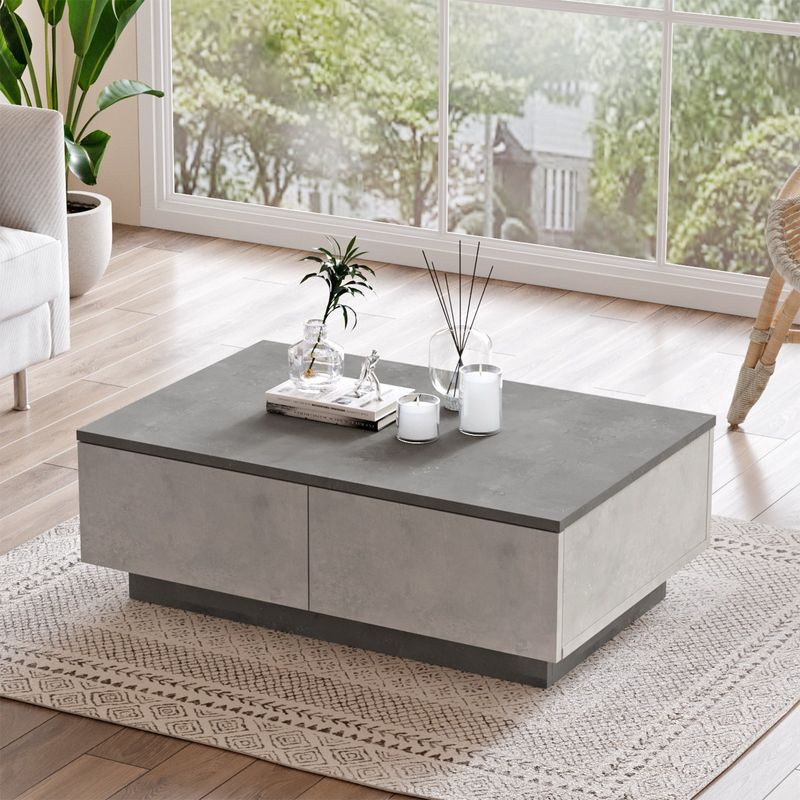 Casa si Gradina - Mobilier - Mese si birouri - Masute de cafea - Masuta de cafea, Hanah Home, pal melaminat, argintiu antracit, 90x60x31.6 cm - Infinity.ro