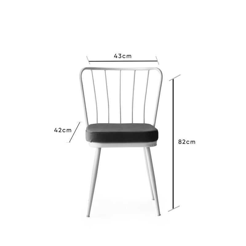 Casa si Gradina - Mobilier - Scaune si fotolii - Scaune - Set scaune, Hanah Home, metal, catifea, alb, 43x42x82 cm - Infinity.ro