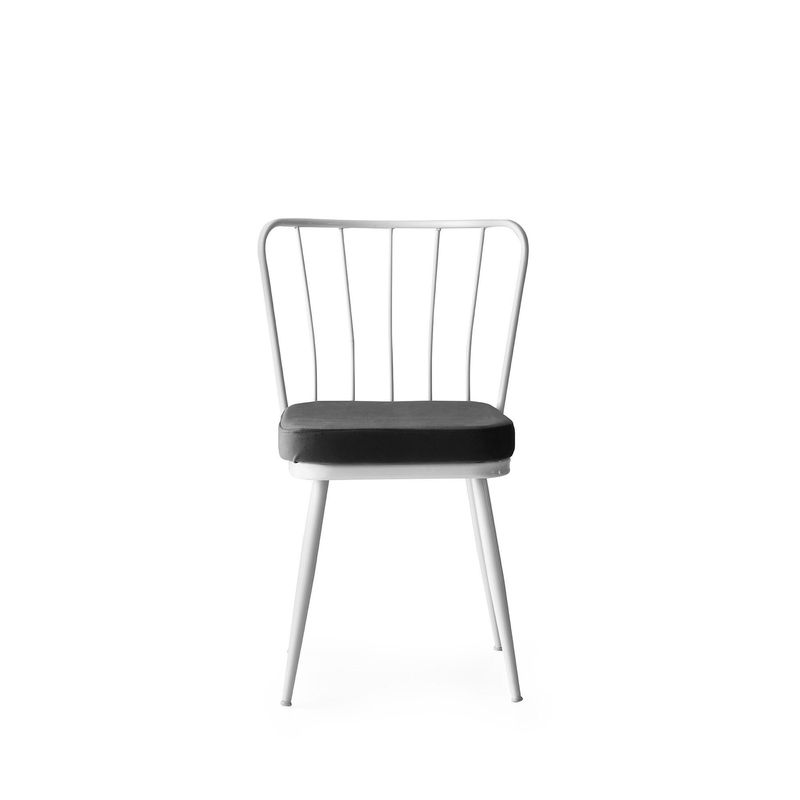 Casa si Gradina - Mobilier - Scaune si fotolii - Scaune - Set scaune, Hanah Home, metal, catifea, alb, 43x42x82 cm - Infinity.ro