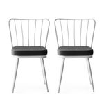 Casa si Gradina - Mobilier - Scaune si fotolii - Scaune - Set scaune, Hanah Home, metal, catifea, alb, 43x42x82 cm - Infinity.ro
