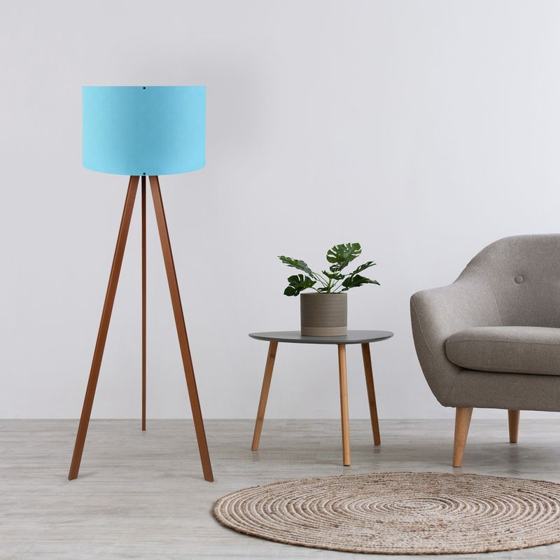 Casa si Gradina - Corpuri si surse de iluminat - Veioze si lampi - Lampadare - Lampadar, Opviq, mdf si pvc, albastru si maro, 38x140 cm - Infinity.ro