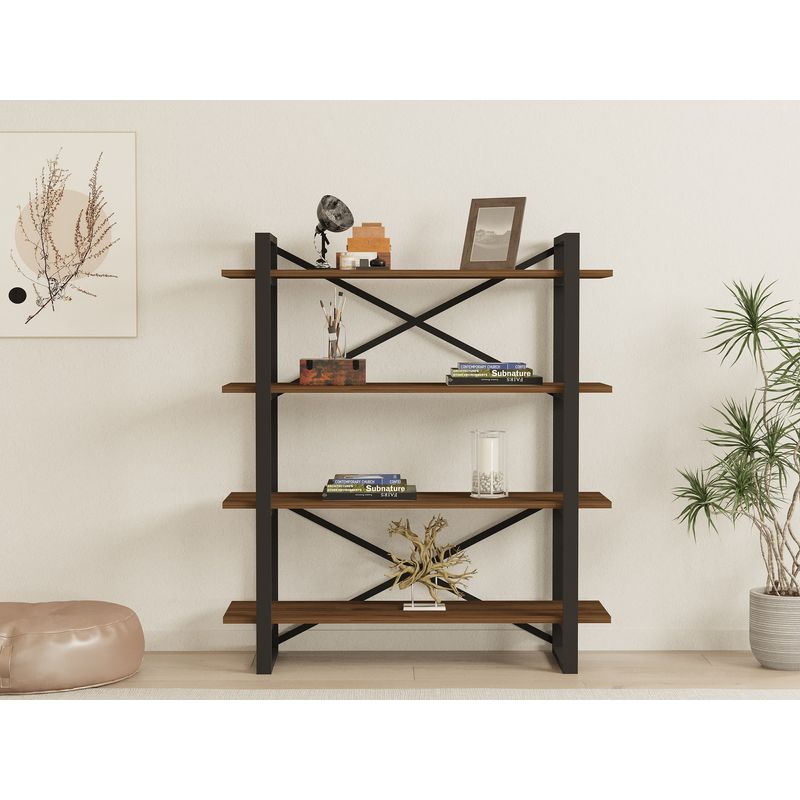 Casa si Gradina - Mobilier - Biblioteci si rafturi - Biblioteci - Biblioteca, Hanah Home, pal melaminat, nuc, 106x33x120 cm - Infinity.ro