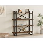 Casa si Gradina - Mobilier - Biblioteci si rafturi - Biblioteci - Biblioteca, Hanah Home, pal melaminat, nuc, 106x33x120 cm - Infinity.ro