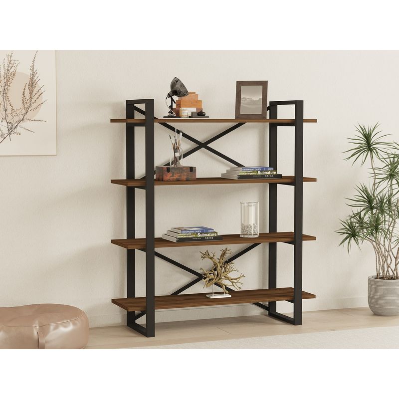 Casa si Gradina - Mobilier - Biblioteci si rafturi - Biblioteci - Biblioteca, Hanah Home, pal melaminat, nuc, 106x33x120 cm - Infinity.ro