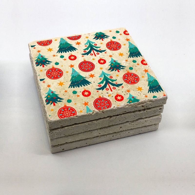 Casa si Gradina - Bucatarie si vesela - Accesorii bar - Suporturi bauturi - Set suporturi pentru pahare, Hermia, piatra naturala, multicolor, 10x10x1 cm, 4 bucati, 366TYR1225 - Infinity.ro