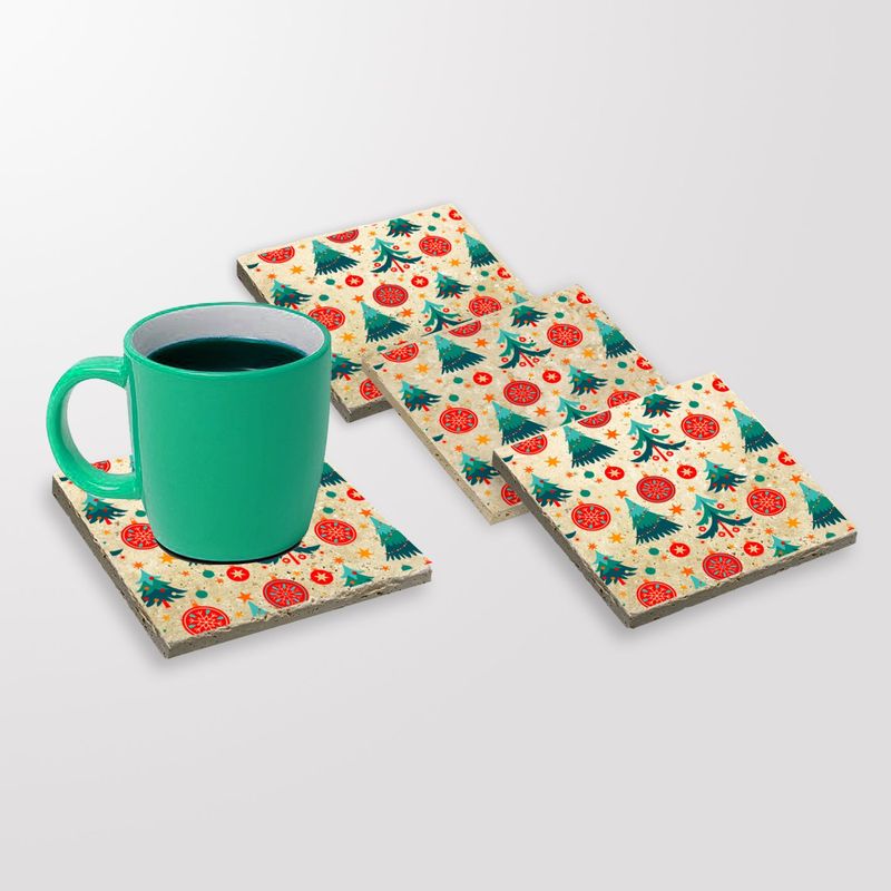 Casa si Gradina - Bucatarie si vesela - Accesorii bar - Suporturi bauturi - Set suporturi pentru pahare, Hermia, piatra naturala, multicolor, 10x10x1 cm, 4 bucati, 366TYR1225 - Infinity.ro