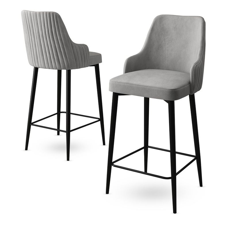 Casa si Gradina - Mobilier - Scaune si fotolii - Tabureti - Set taburete bar, Hanah Home, metal, gri si negru, 45x43x105 cm - Infinity.ro